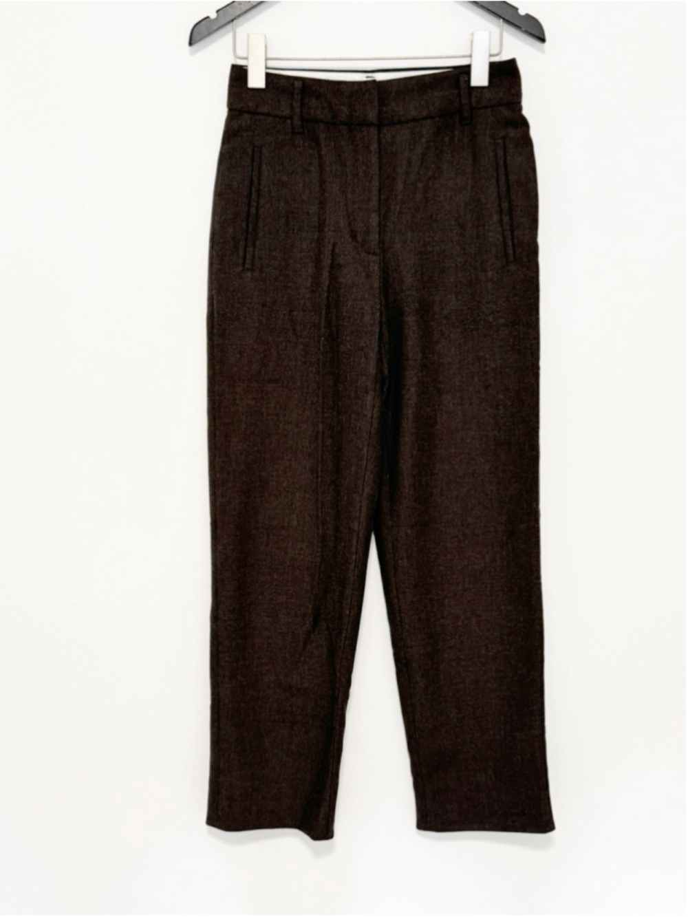 Aritzia Wilfred The Effortless Wool Blend Pant Heather Rich Cocoa size 4 - Picture 3 of 7